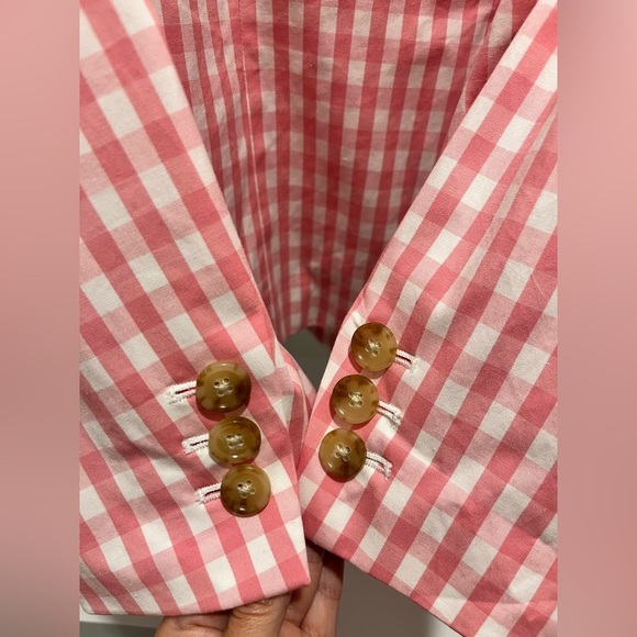 Women's Talbots Pink Gingham Check Blazer Jacket Size 16W plus size - Picture 6 of 9